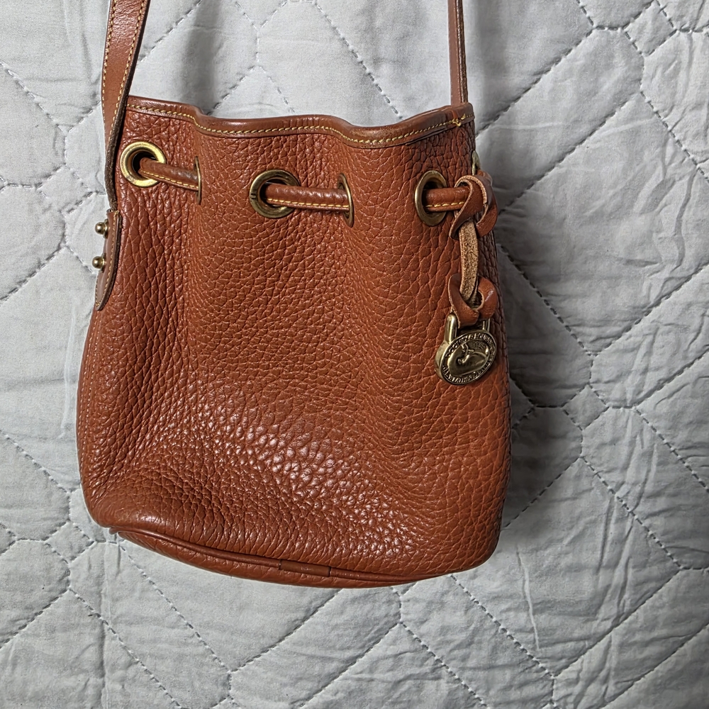 Vintage Dooney & Bourke Crossbody Bag Leather Bucket Drawstring Purse - Picture 6 of 14